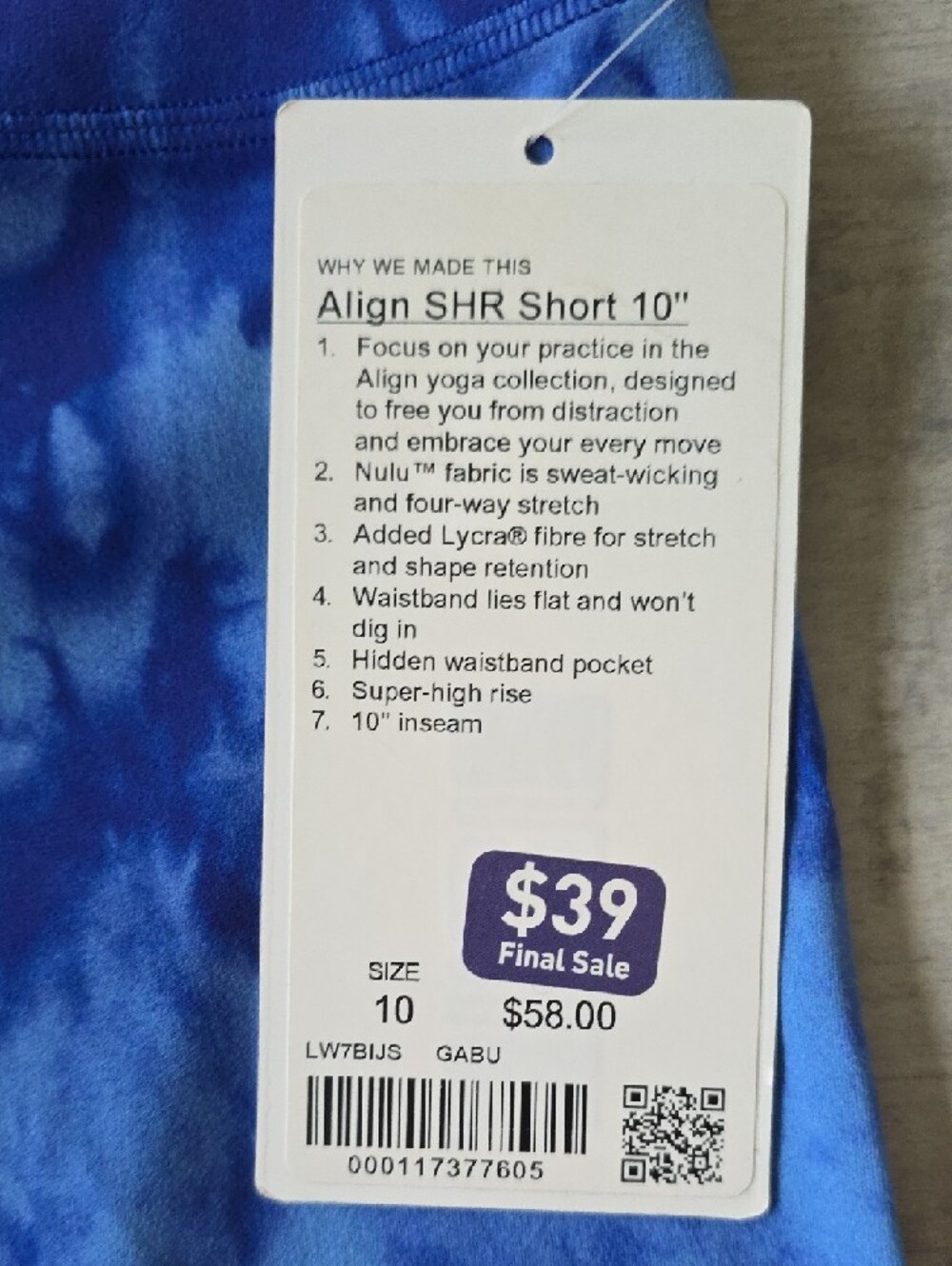 Lululemon Align Blue Tie-Dye Women’s Bike Shorts - Picture 4 of 10